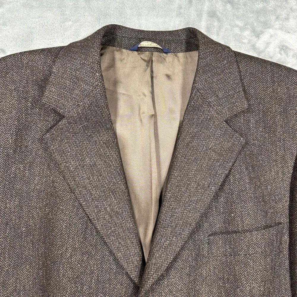 Brooks Brothers 346 Mens 43L Brown Herringbone Wool 3 Button Blazer Sport Coat